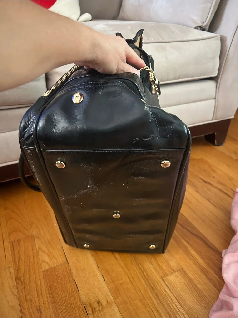 90’s Juicy Couture Black Leather Satchel with Gold Hardware
